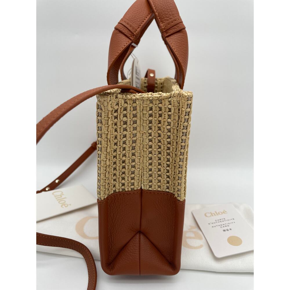 ❌❌SOLD!❌❌BRAND NEW CHLOE SMALL STRAW RAFFIA LEATHER WOODY SUMMER TOTE BAG - Picture 9 of 16